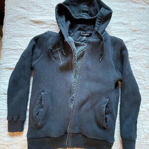 Men's Y2K black heavy Hooded Zip Sweater